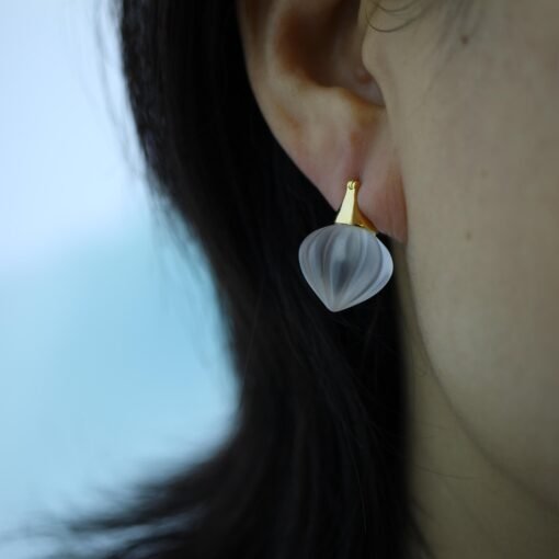 Natural Quartz Minimalist Teardrop Earrings s925 silver/Unique Chunky Quartz Drop Earrings Women/Art Deco Modern Statement Quartz Earrings - Image 4