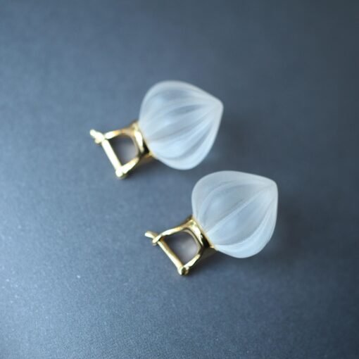 Natural Quartz Minimalist Teardrop Earrings s925 silver/Unique Chunky Quartz Drop Earrings Women/Art Deco Modern Statement Quartz Earrings - Image 5