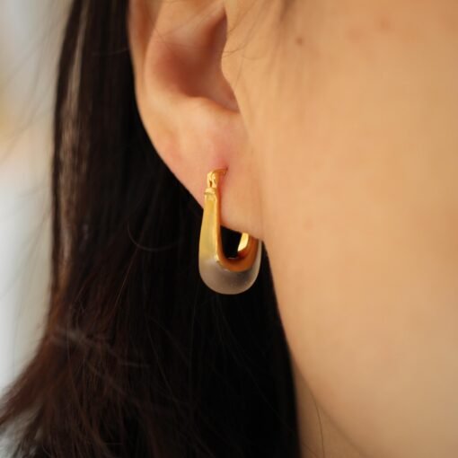 Unique Quartz Drop Earrings In 925 Silver|Dainty Crystal Jewelry|Rectangle Hoop Earrings|Minimalist Dangle Earrings|Perfect Anniversary Gift - Image 8