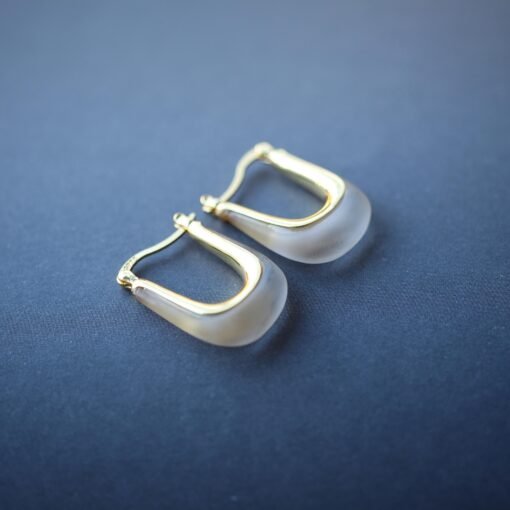Unique Quartz Drop Earrings In 925 Silver|Dainty Crystal Jewelry|Rectangle Hoop Earrings|Minimalist Dangle Earrings|Perfect Anniversary Gift - Image 3