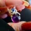 Natural amethyst pendant necklace women/unique dragon amethyst pendant silver/Art deco amethyst necklace|Handmade modern amethyst pendan