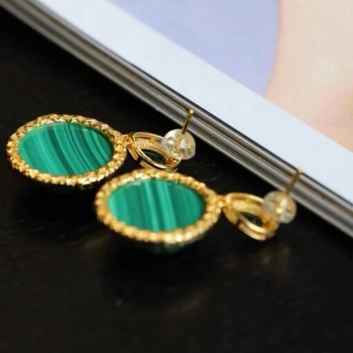 Genuine Malachite Stud Drop Earrings Sterling Silver|Malachite Jewelry|Statement Green Malachite Earring|Vintage Malachite Earrings For Her - Image 5