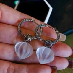 Natural Quartz Teardrop Earrings s925 silver/Unique Chunky Quartz Drop Earrings Women/Art Deco Vintage Statement Quartz Earrings