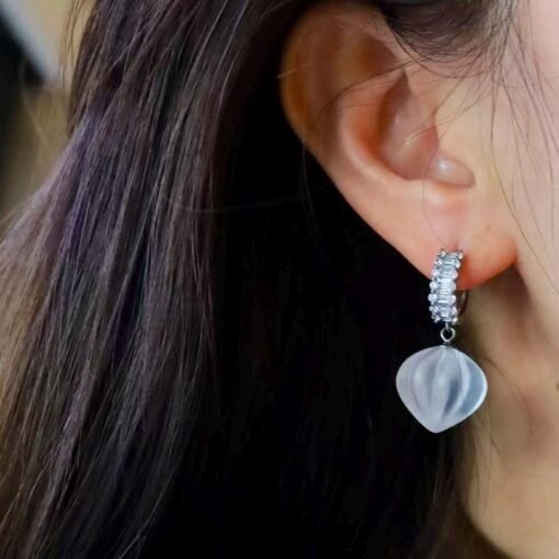 Natural Quartz Minimalist Teardrop Earrings s925 silver/Unique Chunky Quartz Drop Earrings Women/Art Deco Modern Statement Quartz Earrings - Image 4