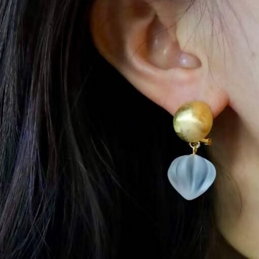 Genuine Quartz Vintage Teardrop Earrings s925 silver/Unique Chunky Quartz Drop Earrings Women/Art Deco Statement Real Quartz Earrings - Image 4