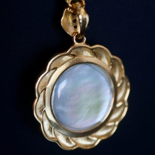Unique Natural Mabe Pearl Pendant Sterling Silver|One of a kind PendantStatement Pearl Pendant|Halo pearl pendant|Perfect Anniversary Gift - Image 5