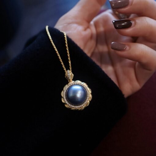 Unique Natural Mabe Pearl Pendant Sterling Silver|One of a kind PendantStatement Pearl Pendant|Halo pearl pendant|Perfect Anniversary Gift - Image 7