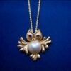 Natural Mabe Pearl Pendant Necklace Sterling Silver|Statement Handmade Mabe Pearl Pendant|Unique owl shape mabe Pearl Pendant
