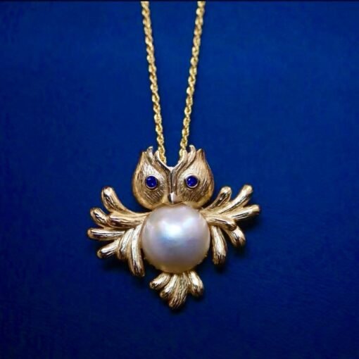 Natural Mabe Pearl Pendant Necklace Sterling Silver|Statement Handmade Mabe Pearl Pendant|Unique owl shape mabe Pearl Pendant