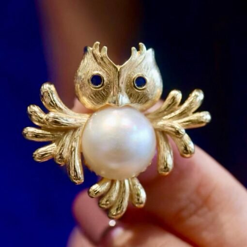 Natural Mabe Pearl Pendant Necklace Sterling Silver|Statement Handmade Mabe Pearl Pendant|Unique owl shape mabe Pearl Pendant - Image 3
