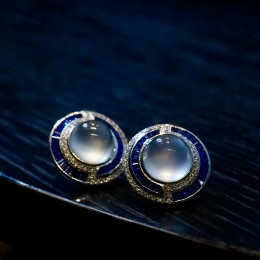 Unique Natural White Gemstone Earrings In 925 Silver|Natural Gemstone Jewelry women|Vintage Statement gemstone stud earrings