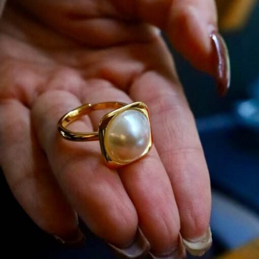 Natural Mabe Pearl Ring With s925 Sterling Silver|Vintage Pearl Jewelry|Statement Pearl Ring silver|Everyday Real Pearl ringgift for mom - Image 5