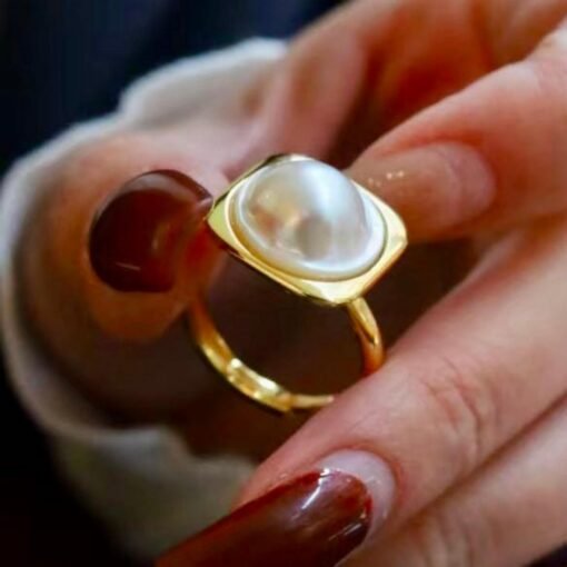 Natural Mabe Pearl Ring With s925 Sterling Silver|Vintage Pearl Jewelry|Statement Pearl Ring silver|Everyday Real Pearl ringgift for mom - Image 3