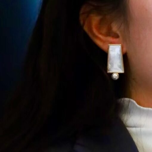 Natural Mother of Pearl Drop Earrings Silver|Unique White Gemstone Earrings|Statement Mother of Pearl Earring|Long Gemstone Earrings For Her - Image 4