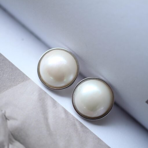 Natural Big white Pearl Earrings s925 Silver|Minimalist Simple Pearl Jewelry|Statement Pearl EarringsReal Mabe Pearl|Perfect Wedding Earring - Image 6