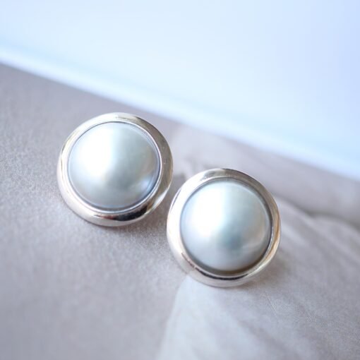Natural White Pearl Stud Earrings s925 Silver|Minimalist Pearl Jewelry|Statement Mabe Pearl Earring|Real Mabe Pearl|Perfect Wedding Earrings - Image 3