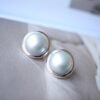 Natural White Pearl Stud Earrings s925 Silver|Minimalist Pearl Jewelry|Statement Mabe Pearl Earring|Real Mabe Pearl|Perfect Wedding Earrings