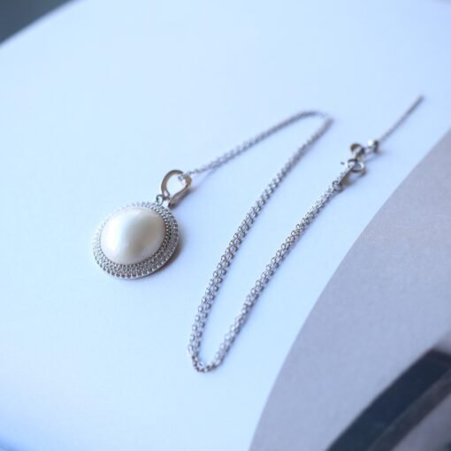 Natural Big white Pearl Earrings s925 Silver|Minimalist Simple Pearl Jewelry set|Statement Pearl pendent|Perfect Wedding Earring women - Image 4