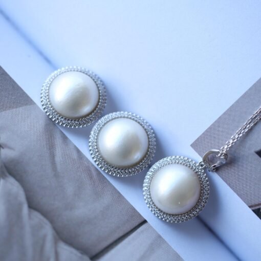 Natural Big white Pearl Earrings s925 Silver|Minimalist Simple Pearl Jewelry set|Statement Pearl pendent|Perfect Wedding Earring women