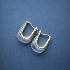 Unique Quartz Drop Earrings In 925 Silver|Dainty Crystal Jewelry|Rectangle Hoop Earrings|Minimalist Dangle Earrings|Perfect Anniversary Gift