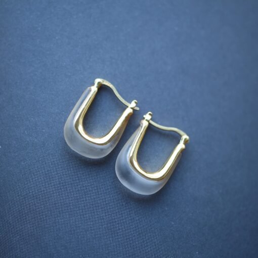 Unique Quartz Drop Earrings In 925 Silver|Dainty Crystal Jewelry|Rectangle Hoop Earrings|Minimalist Dangle Earrings|Perfect Anniversary Gift