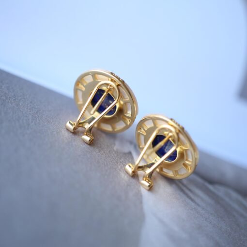 Genuine Lapis Lazuli Studs Earring sterling silver|Statement lapis lazuli studsFloral petal lapis lazuli studsHemisphere Lapis Lazuli stud - Image 5