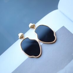 Unique Black Agate With Silver Hoop Earrings|Big Black Agate Earrings|Dainty Jewelry|Everyday Minimalist Earrings|Perfect Gift For Her