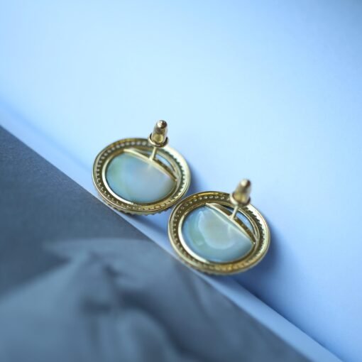 Natural Mabe Pearl Studs with Zircon Sterling Sliver|Pearl Halo Zircon Stud|Statement Studs Earring|Real Pearl Stud|Perfect Anniversary Gift - Image 8
