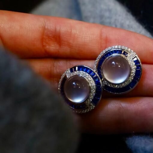 Unique Natural White Gemstone Earrings In 925 Silver|Natural Gemstone Jewelry women|Vintage Statement gemstone stud earrings - Image 2